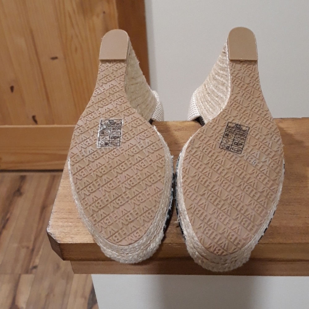 Wedge Espadrille Lace-Up Sandals in Black and Cream - Picture 6 of 6